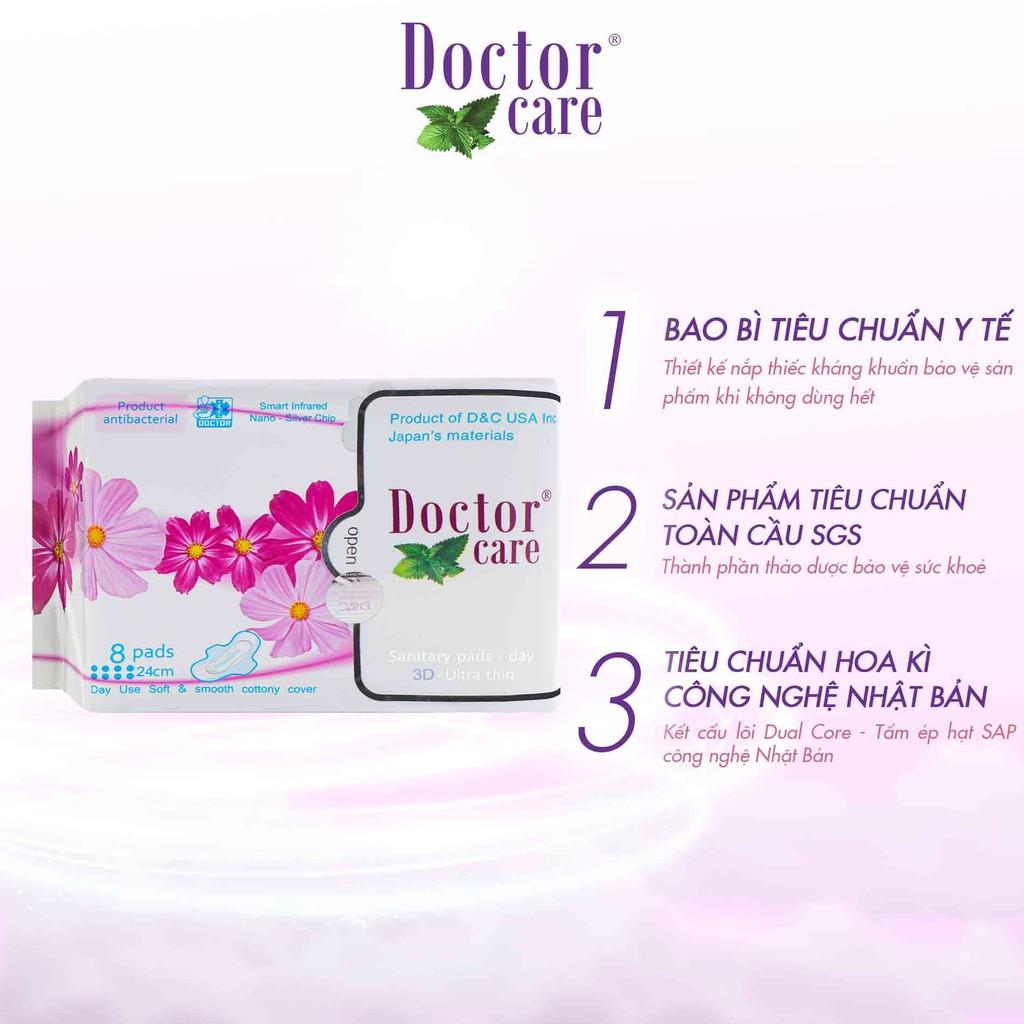 Combo 2 Băng vệ sinh Doctor Care BVS thảo dược ban ngày 24cm siêu khô thoáng cả ngày dài