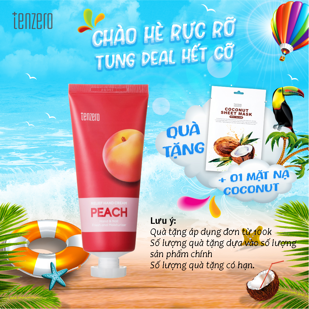 Kem Dưỡng Tay Làm Sáng Da, Mịn Màng Trái Đào Tenzero Relief Hand Cream Peach 100ml