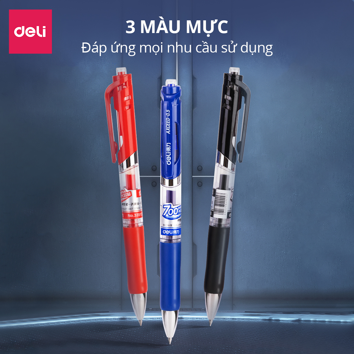 Bút Gel Bấm Bút Bi Nước Deli Phù Hợp Viết Sổ Calligraphy Ngòi 0.5mm Mực Nhanh Khô Dành Cho Văn Phòng Học Sinh Nhiều Màu