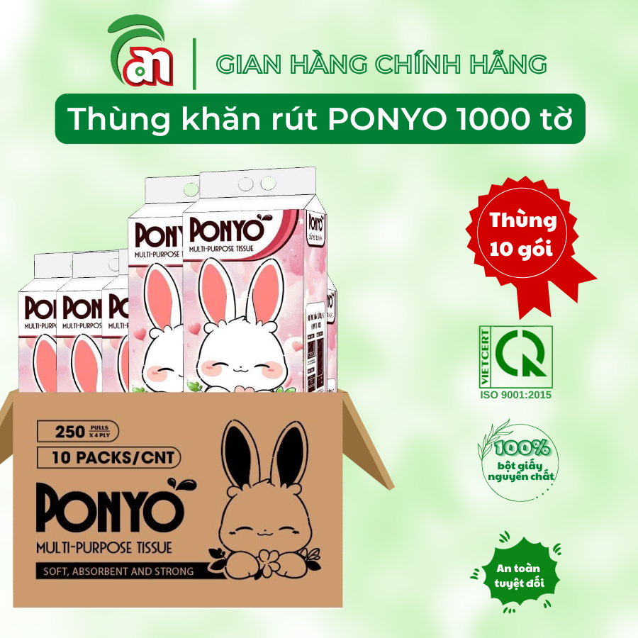 Khăn Giấy Rút Đa Năng Treo Tường Ponyo 1000 Tờ - Thiên An Nam Paper