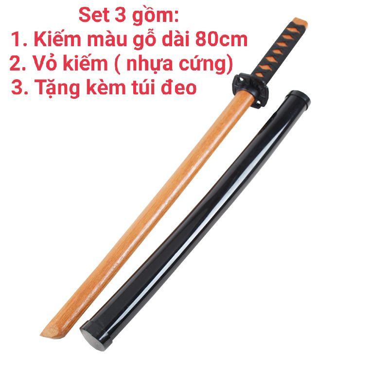 Thanh Bokken bằng gỗ dài từ 60cm đến 100cm bao gồm cả vỏ phù hợp để tập luyện và trưng bày