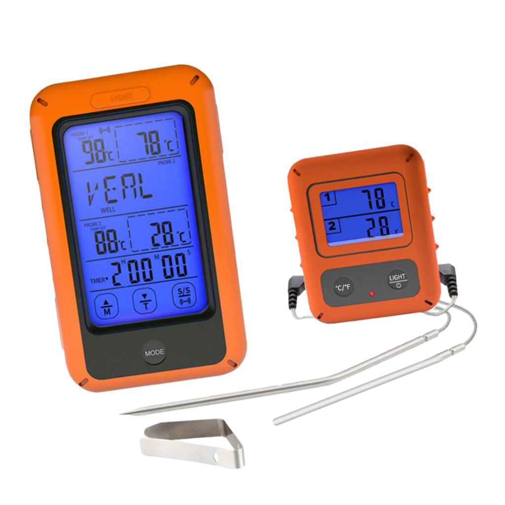 Wireless Remote Digital Food Meat Thermometer Instant Read with Dual Probe for Grill BBQ