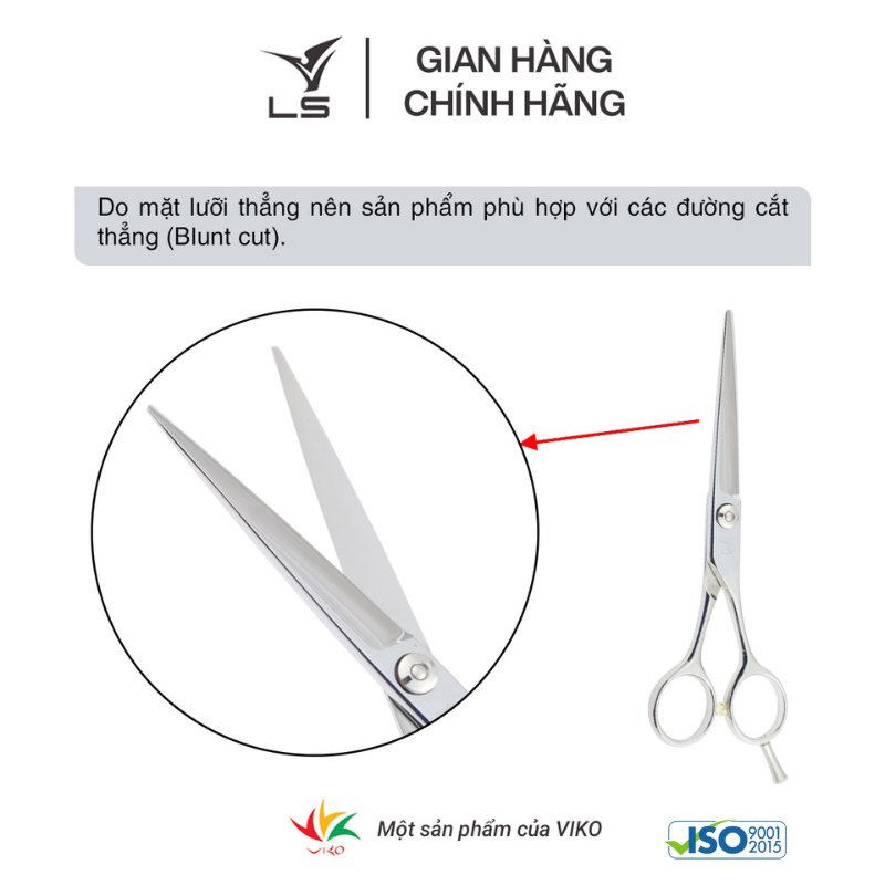 Kéo cắt tóc LS lưỡi thẳng quai cân đối xứng đỡ ngón tháo rời CB15/6.0