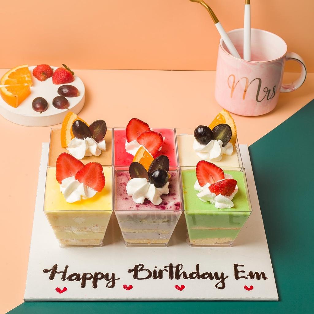 40 Ly vuông nắp cầu 7065 đựng tiramisu - panna cotta - bánh mousse