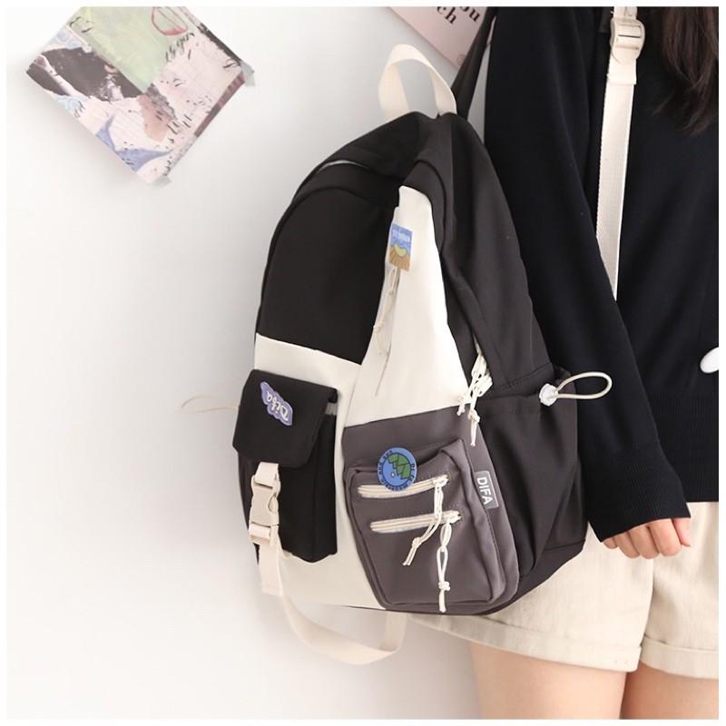 Balo đen túi hộp siêu xinh