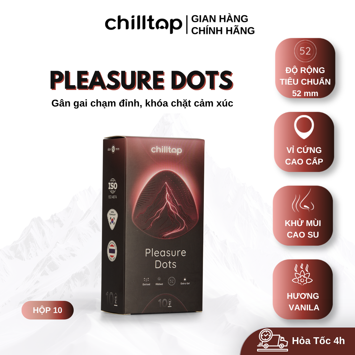 Bao cao su Gân Gai Chilltop Pleasure Dots Hộp 10 Bao