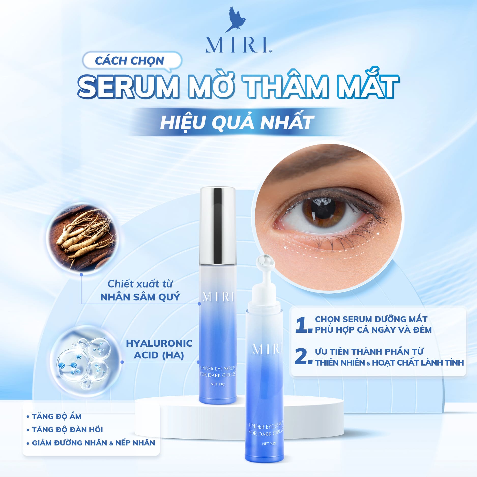 Serum dành cho da bị thâm quầng mắt MIRI 10gr