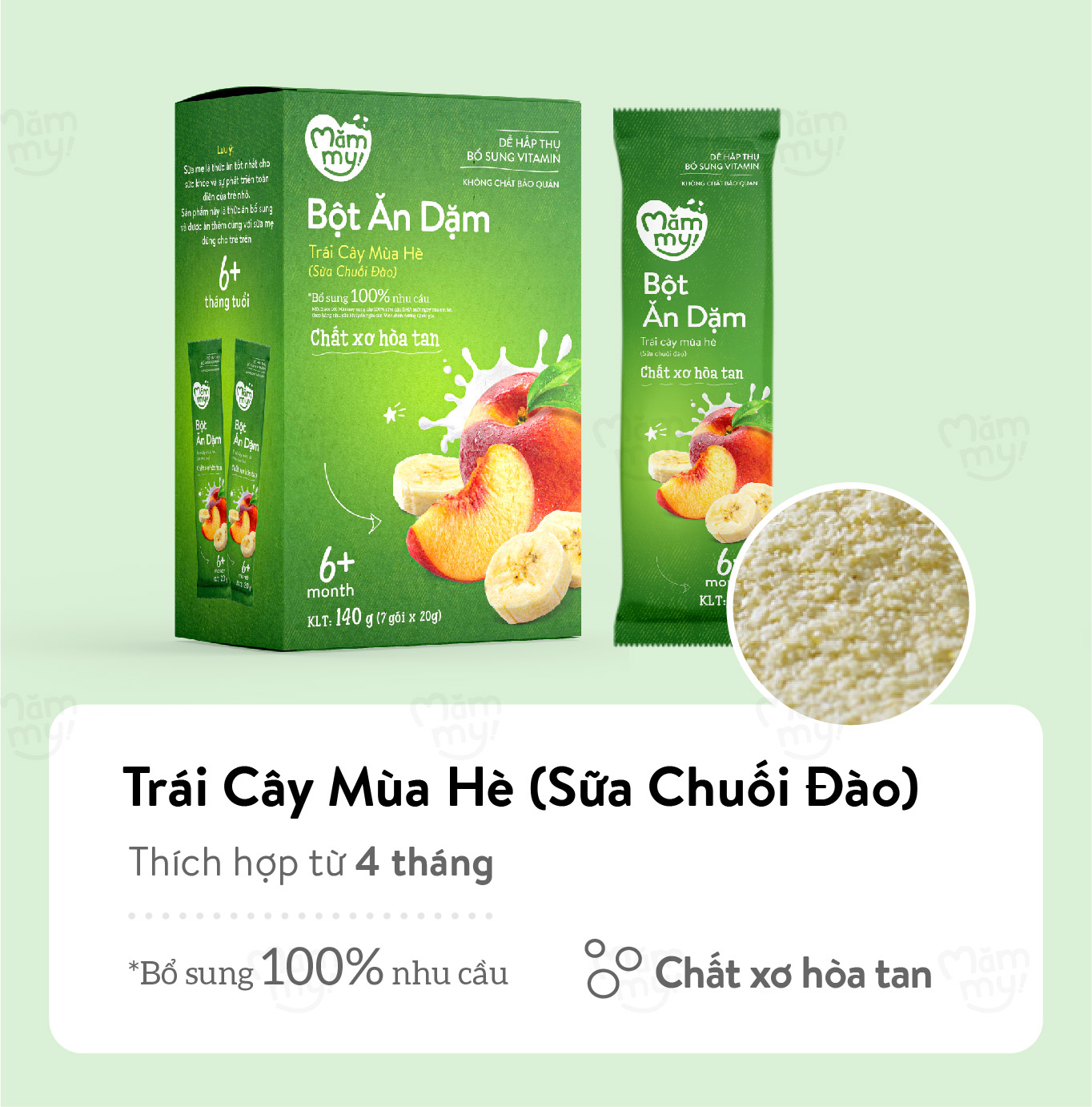 Combo khởi đầu 3 hộp bột ăn dặm Mămmy cho bé 6 tháng+: bột gạo sữa yến mạch, bột trái cây, bột sữa bắp non, 140gr/1 hộp