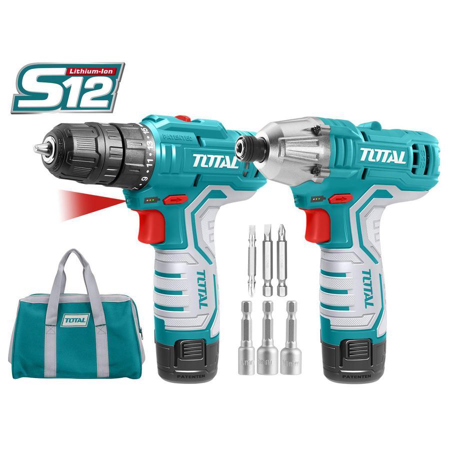 BỘ COMBO MÁY SIẾT VÍT VÀ MÁY KHOAN DÙNG PIN 12V TOTAL TKLI1201 - HÀNG CHÍNH HÃNG