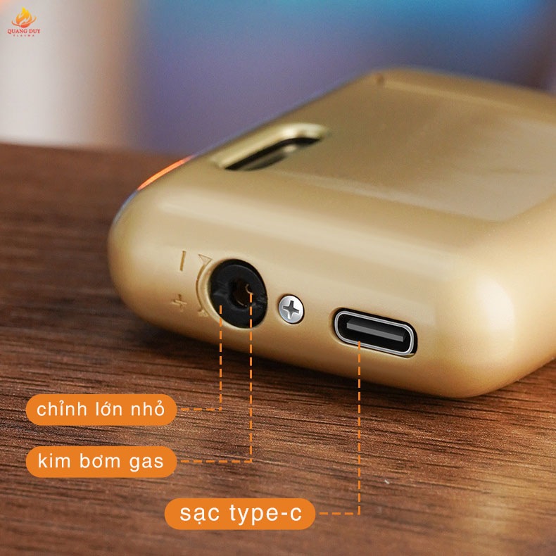 Hột quẹt khò lửa đỏ đánh lửa sạc pin cổng type-c thiết kế nhỏ gọn sang trọng