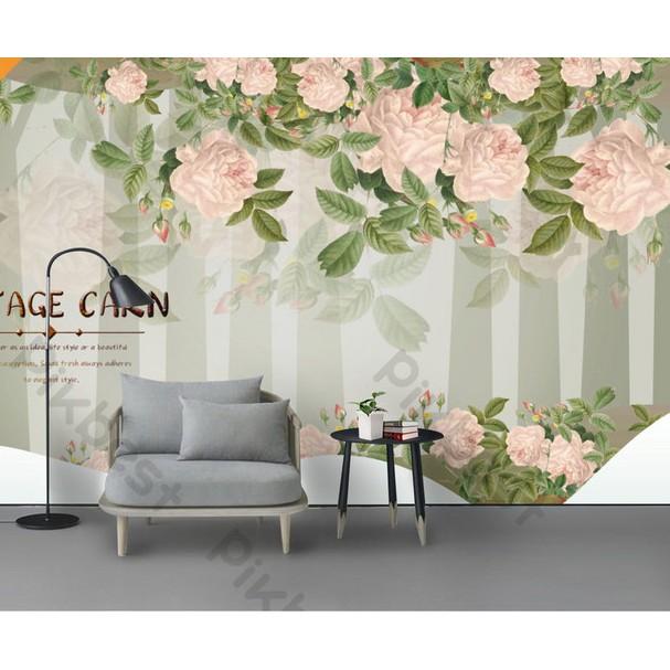 Tranh dán tường Bức tường hoa hồng cổ điển, tranh dán tường 3d hiện đại MS1323156