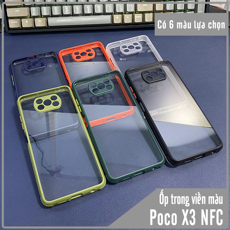 Ốp lưng cho Xiaomi Poco X3 NFC trong viền màu che camera 4 Gốc chống sốc