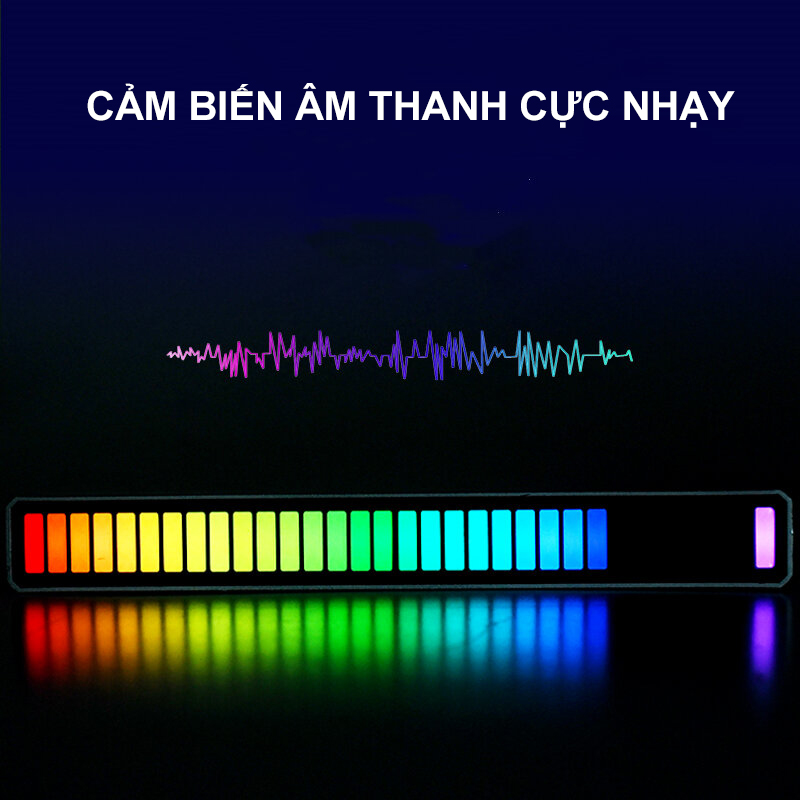 Thanh đèn Led nháy theo nhạc RGB đa sắc - mẫu đèn led cảm ứng âm thanh dùng pin sạc, chất liệu Aluminum cao cấp - có APP điều khiển chuyên nghiệp