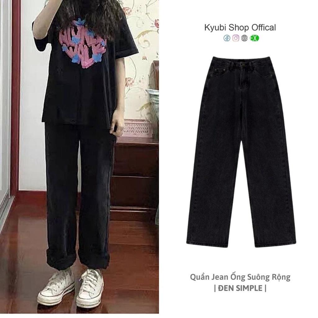 Quần Jean baggy ống suông rộng nữ Ulzzang Kyubi cơ bản có lai - Jean cullote Kyubi BJR21L