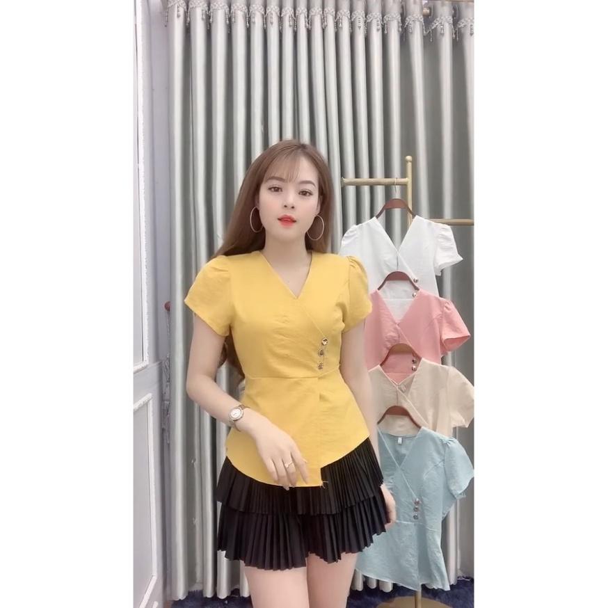 Áo đũi nữ áo kiểu peplum A9, Chất liệu đũi cực mát, mềm mịn, thấm hút mồ hôi, co dãn nhẹ, siêu tôn da