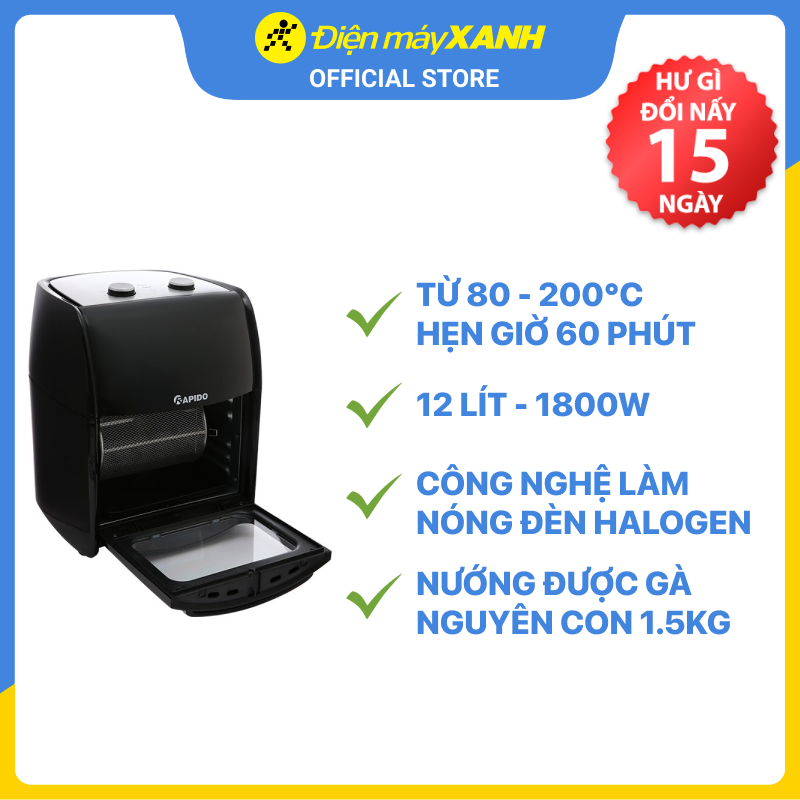 Nồi chiên không dầu Rapido RAF-12M1 12 lít - Hàng chính hãng