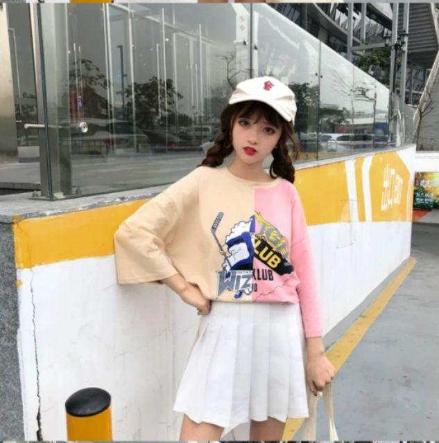 Áo thun tay lỡ unisex from rộng nam nữ, áo thun in hình nam nữ, áo phối màu nam nữ