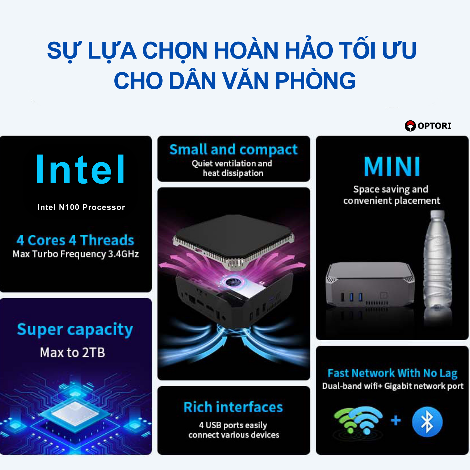Máy tính để bàn – Mini PC – Intel NUC CPU Alder Lake N100 gen 12th 3.4GHz (Hàng chính hãng)
