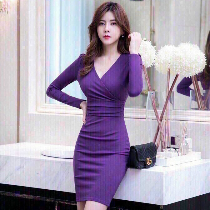 Đầm Body Cổ V Tay Dài Phong Cách Sang Trọng - HY250106