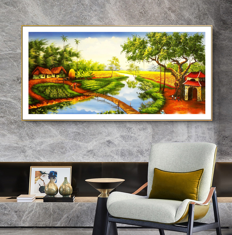 Tranh Canvas sơn dầu Một góc miền tây sông nước - OEM. Model: AZ1-0145 , Khung hợp kim nhôm, Composite chống ẩm, bền, đẹp, nhiều kích thước. Phù hợp khách sạn, nhà hàng, spa, phòng khách