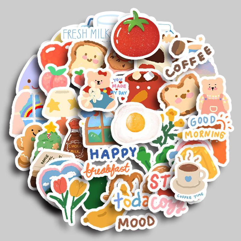 Sticker MORNING BEAR CHIBI trang trí mũ bảo hiểm,guitar,ukulele,điện thoại,sổ tay,laptop-mẫu S133