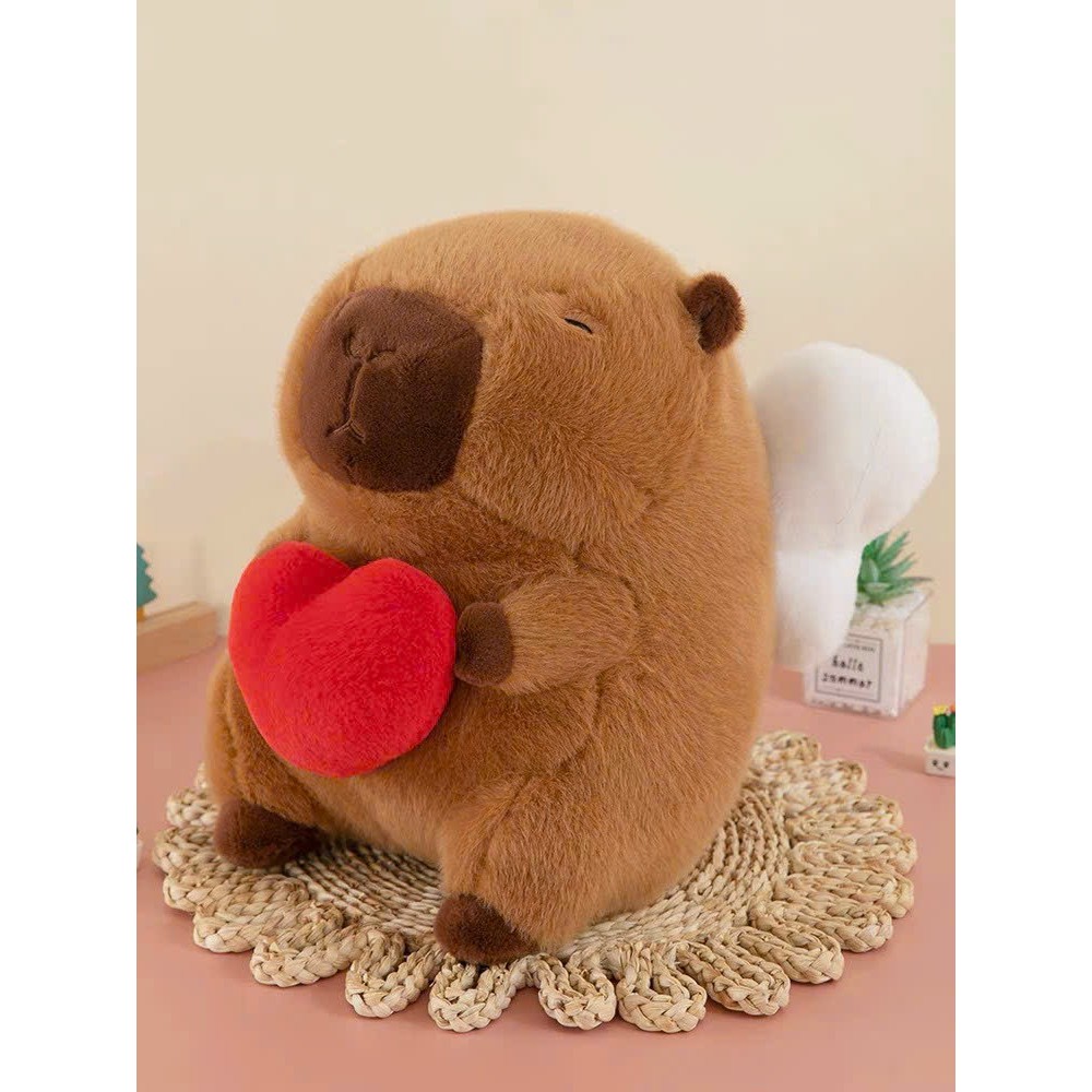 Thú nhồi bông Capybara cánh thiên thần đáng yêu - Size 30cm đến 50cm - Quà tặng gấu bông chuột lang ôm tim cánh trắng êm mịn