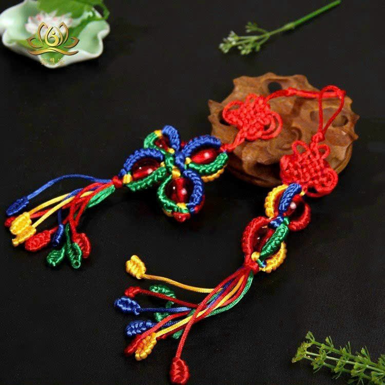 Dây treo chày Kim Cang ngũ sắc may mắn Bình An Tây Tạng