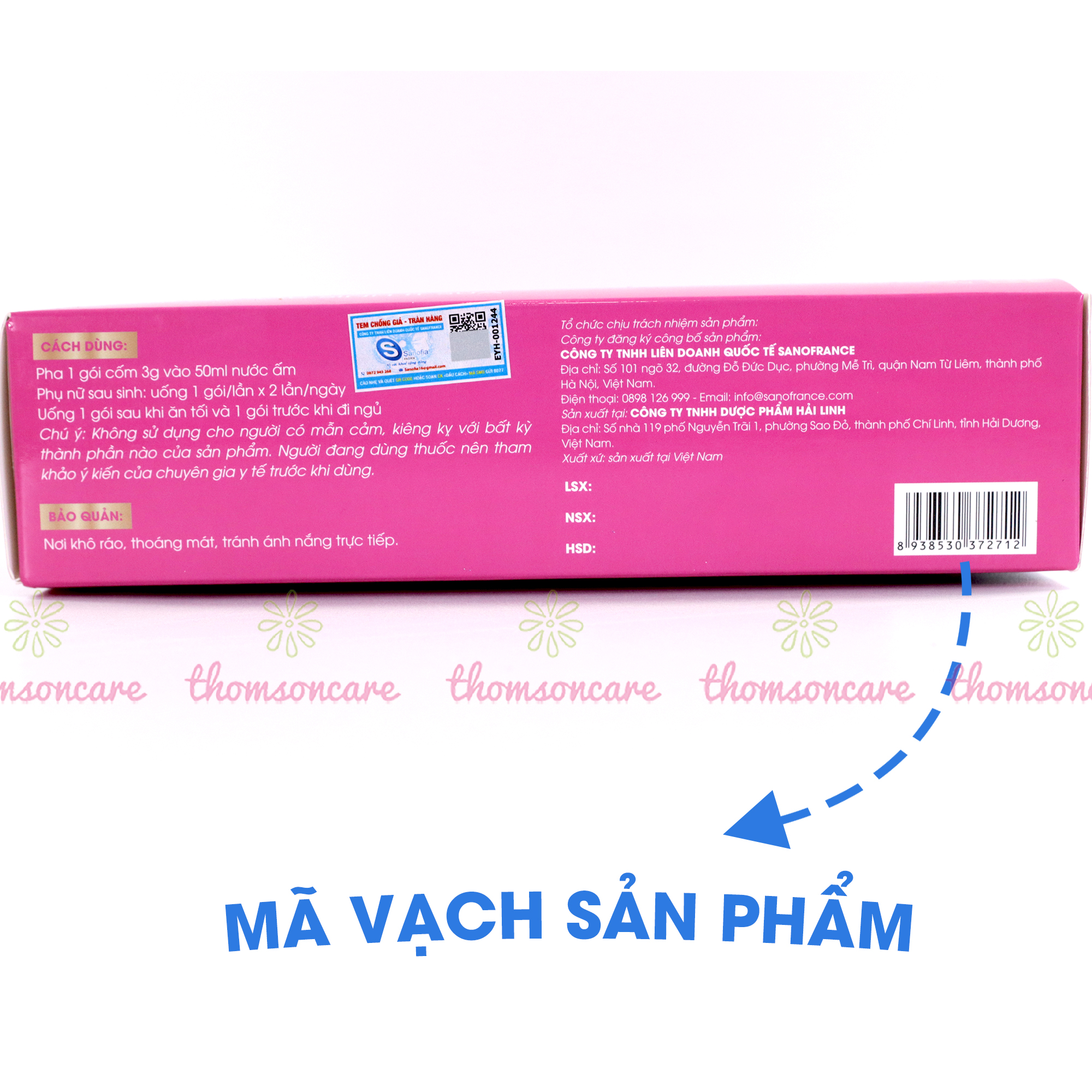Cốm lợi sữa Sano Sanofia France- giúp lợi sữa, tăng tiết sữa sau sinh cho mẹ ít sữa, sữa loãng từ thảo dược- Hộp 30 gói