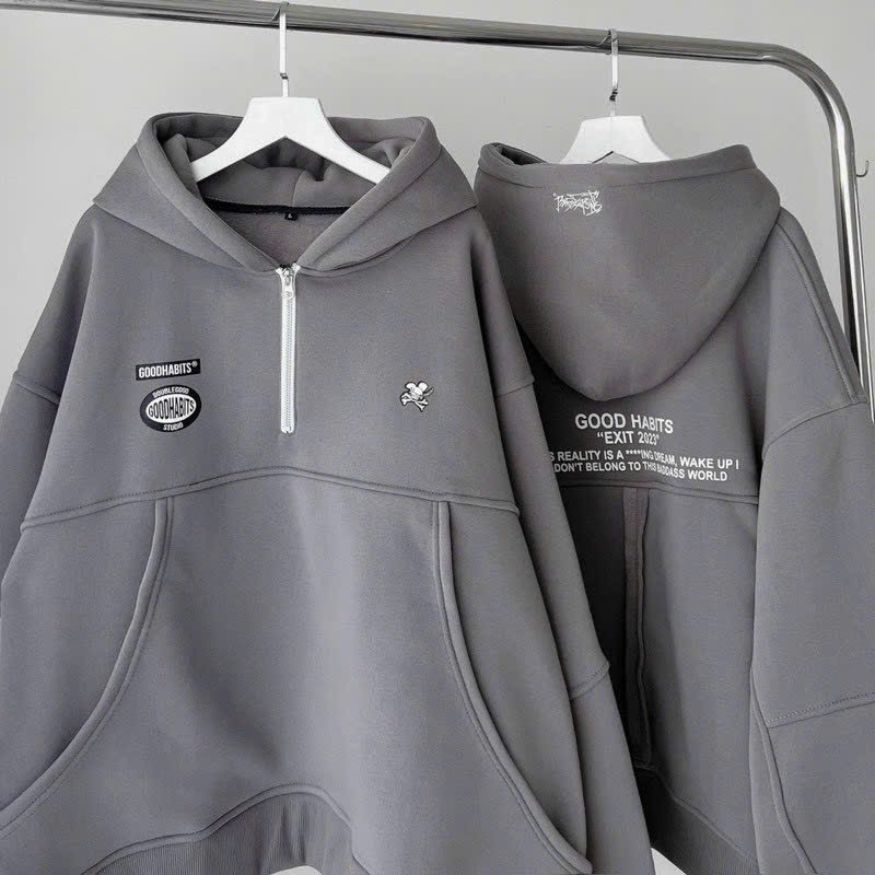 Áo Hoodie Dài Tay Form Lửng Rộng Unisex Vải Nỉ Bông Chữ In Exit 2 Màu , , Áo KHOÁC Hoodie Nam Nữ From Rộng Unisex In Nổi Chất Liệu Vải Nỉ Bông Cao Cấp Dày Dặn Mềm Mịn