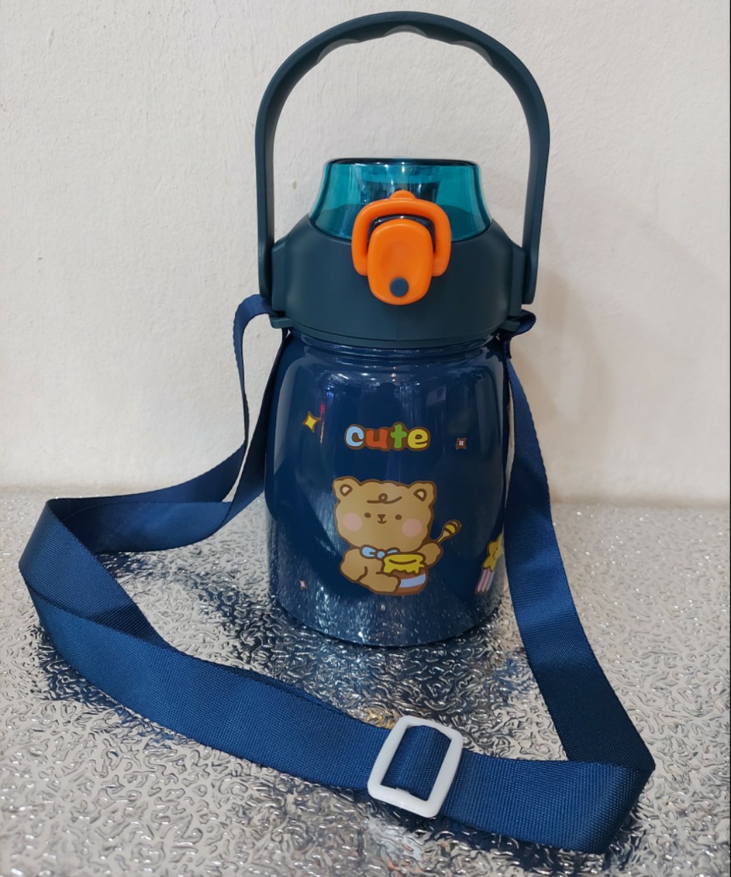 Bình giữ nhiệt cute có dây đeo có ống hút inox 304 tặng sticker 1100ml Bình giữ nhiệt cho bé có ống hút dễ thương