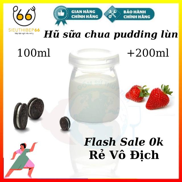 Hũ sữa chua ,Lọ sữa chua ,Lọ thủy tinh tròn nắp nhựa Pudding lùn 100ml - 200ml, Hũ thủy tinh làm caramen, bánh flan