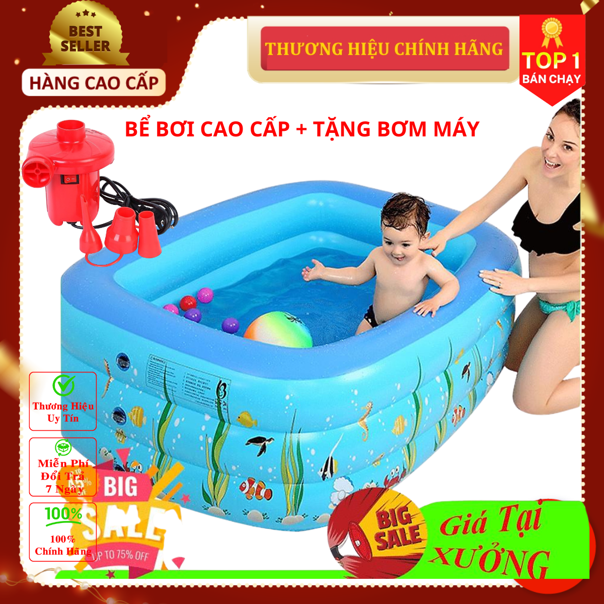 Bể bơi cho bé, hồ bơi trẻ em loại dày hình chữ nhật 1m2, 1m3, 1m5, 1m8, 2m1 | 2 tầng, 3 tầng, Bể Bơi Phao Bơi Trong Nhà 3 Tầng Cho Trẻ Em, Hồ Bơi Tắm Cho Bé Dày Dặn, Bể bơi cho bé, Hồ bơi trẻ em - dododios