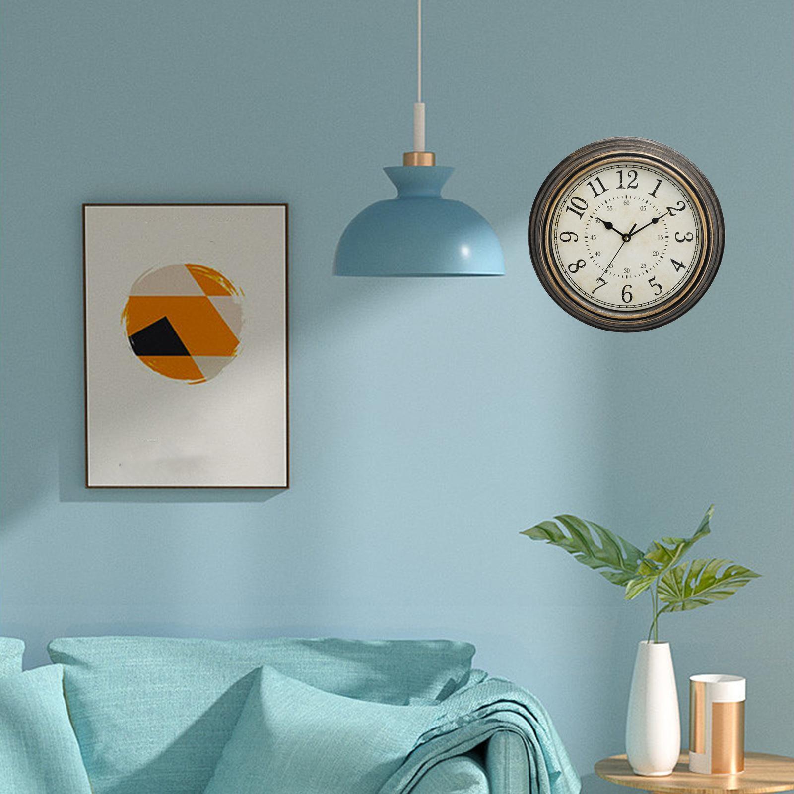 Retro Style 30cm Wall Clock Decorative Sweep Movement Round Silent Hanging Clocks for Classroom, Bedroom, Bathroom, Nursery, Dining Room