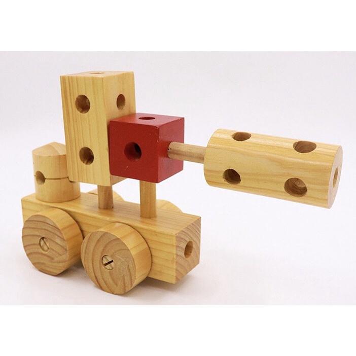 Đồ chơi xếp hình xây dựng 51 chi tiết gỗ cao cấp, đồ chơi lắp ghép sáng tạo các mô hình thông minh cho Bé