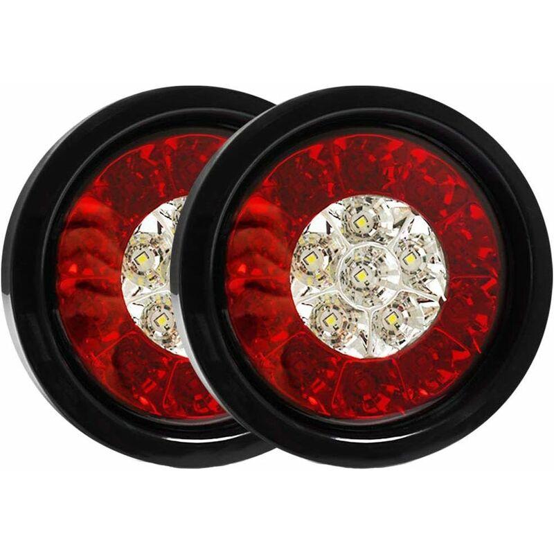 Lô 2 16 16 Đèn phanh phía sau LED tròn với cao su màu đen cho xe tải xe tải xe hơi (màu đỏ 12 v/24 v Universal)