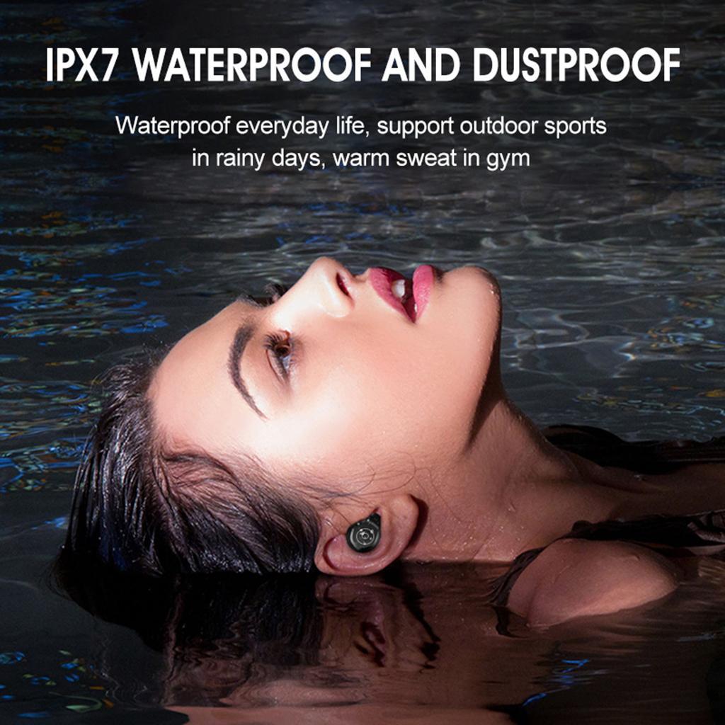 F9 Bluetooth5.0 Earphones Stereo Wireless  LED Digital Display Black