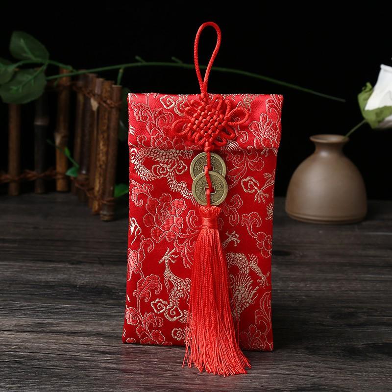 BAO LÌ XÌ CƯỚI 2020 VẢI GẤM CAO CẤP - Mẫu Tiền Đồng