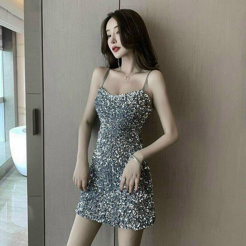 Đầm Body 2 Dây Kim Sa Lấp Lánh, Sang Trọng, Sexy, Nổi Bật