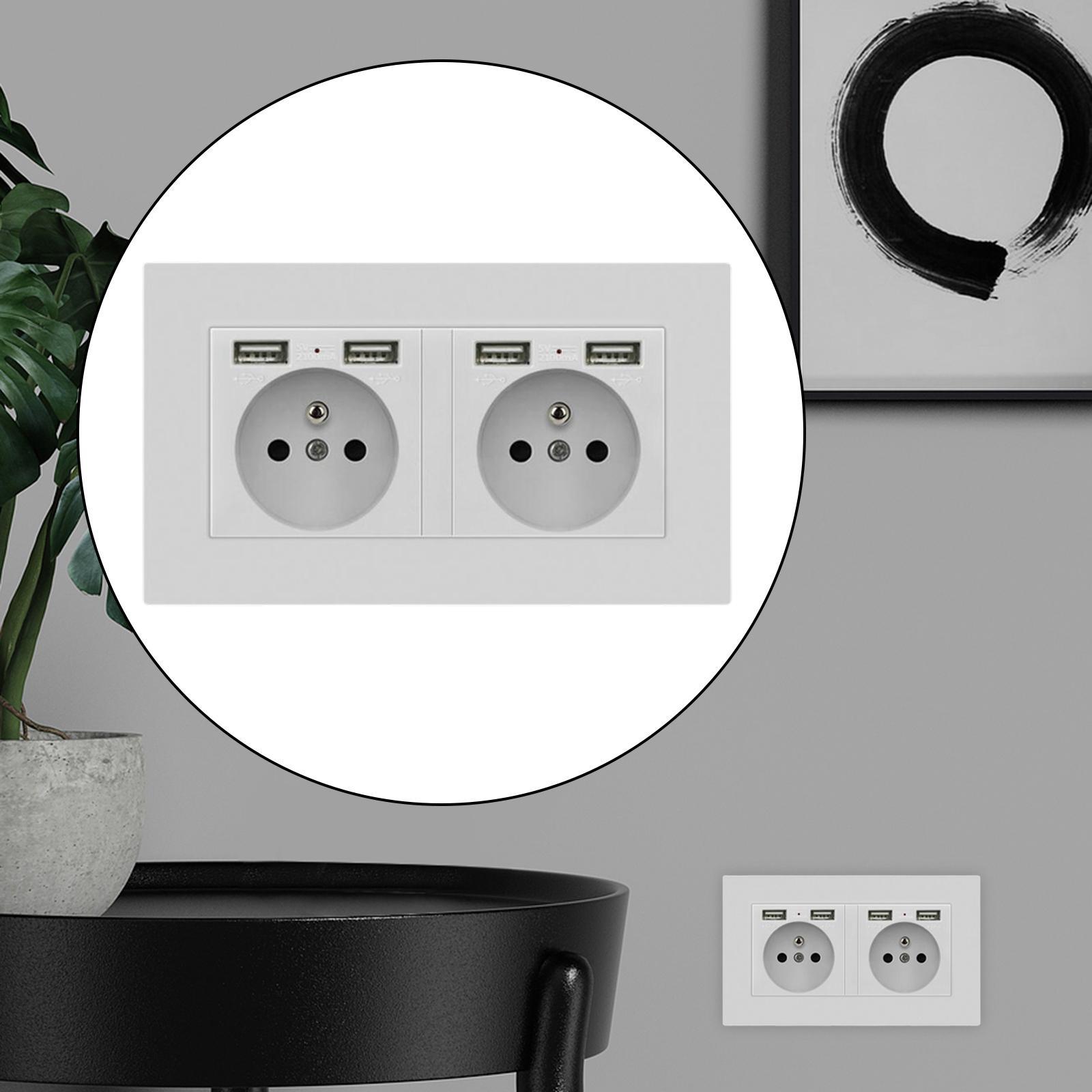 Wall Socket with USB Port Panel Power Outlets EU Plug for Office Restaurant