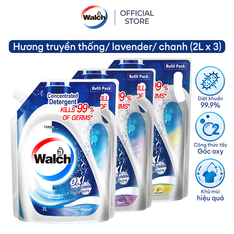 Combo 3 Túi nước giặt kháng khuẩn, khử mùi Walch