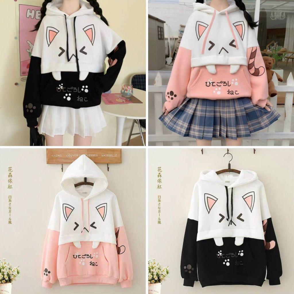 ÁO HOODIE UNISEX NAM NỮ MÈO RĂNG NANH