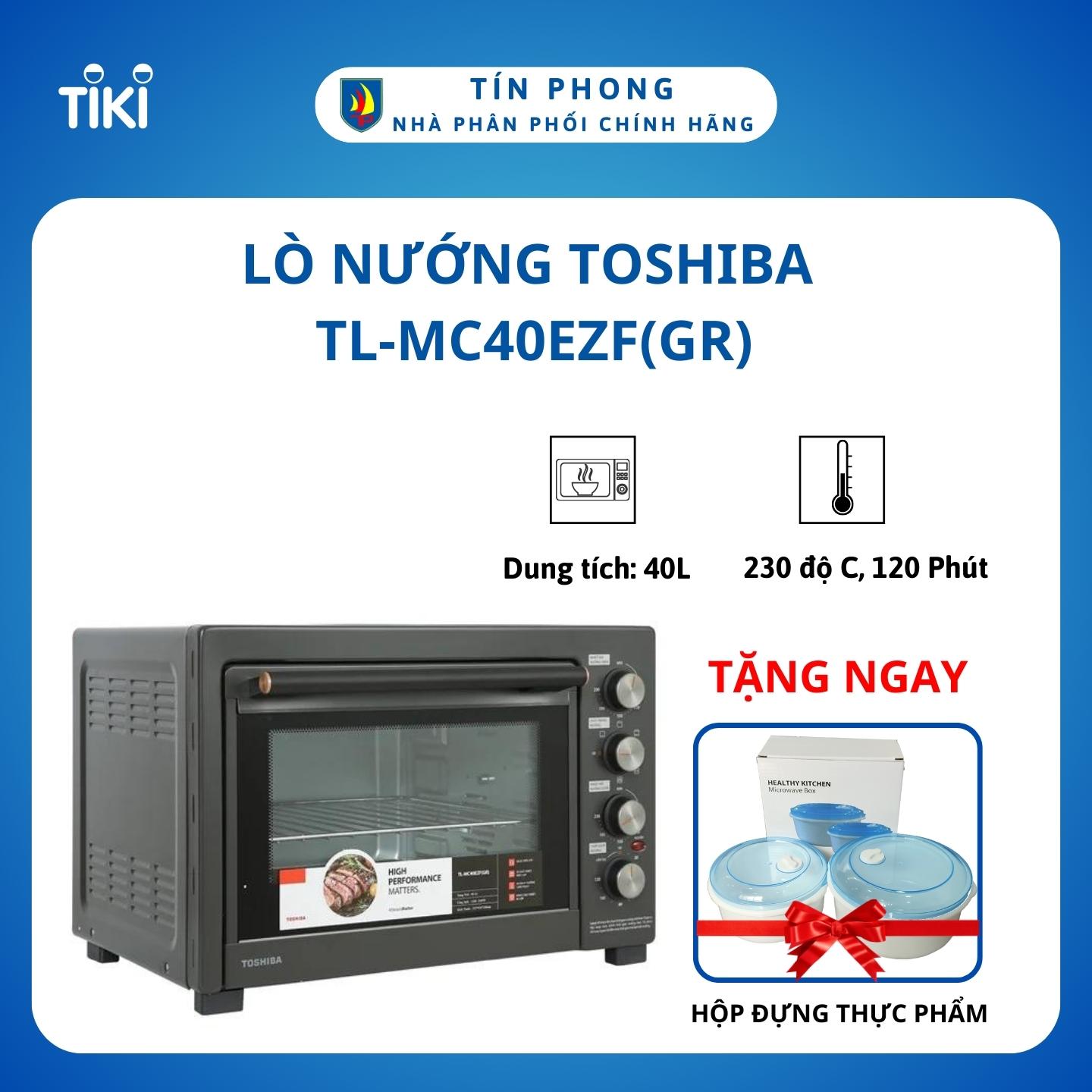 Lò Nướng Toshiba TL-MC40EZF(GR) - Dung tích 40 lít - Đèn báo hoạt động - Mặt kính 2 lớp - Quạt đối lưu - Hàng chính hãng