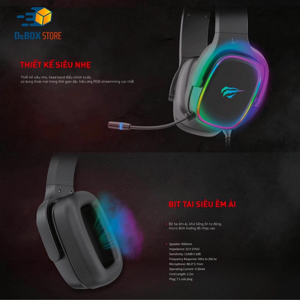 Tai Nghe Gaming Headphone HAVIT H2029U, Driver 50mm, Thiết Kế Khung Thép, Mic Khử Ồn - Hàng Chính Hãng