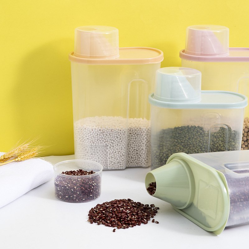 Bình đựng hạt ngũ cốc có nắp 2.5 lít tiện dụng, hộp đựng thực phẩm khô kín hơi chống ẩm kèm cốc đong