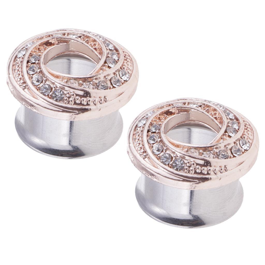 Stainless Piercing Round Ear Expanders Rose Gold Ear Piercing Jewelry