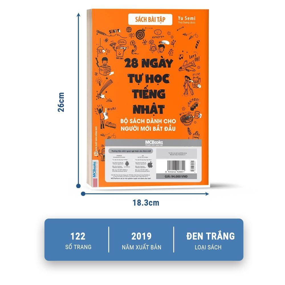28 Ngày Tự Học Tiếng Nhật Phần Bài Tập/ Ghi Chú Luyện Viết - Dành Cho Người Mới Bắt Đầu - Bản Quyền