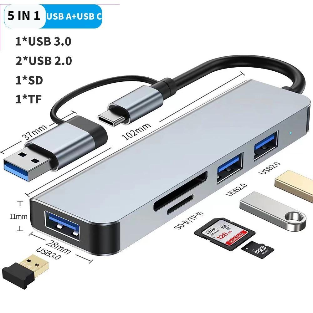 Bộ Hub Chuyển Đổi USB A + USB c Sang USB 2.0 / 3.0 Đọc Thẻ SD / TF Nhiều Cổng USB Type-c Cho Macbook iPad