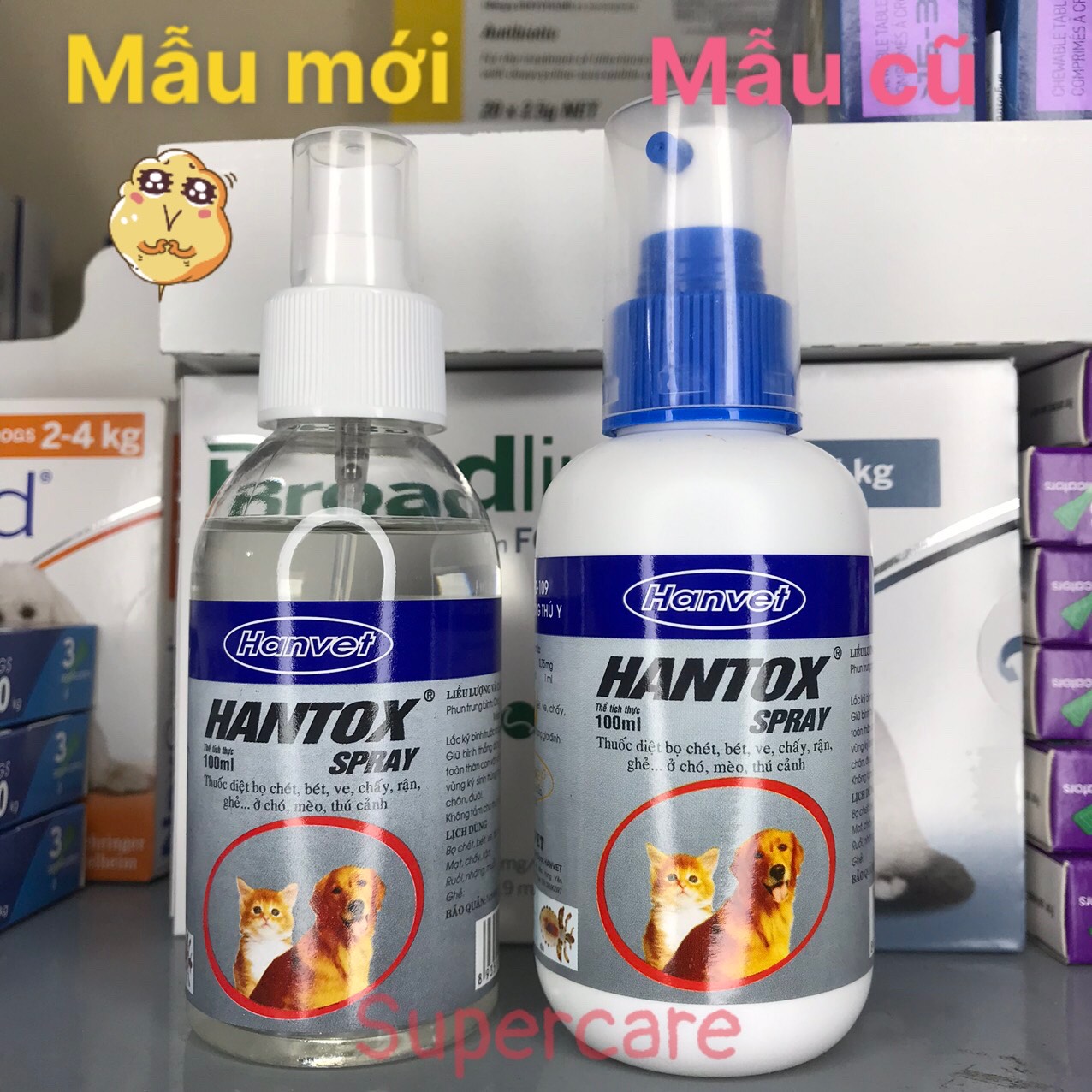 Hantox Spray 100ml - Xịt Ve Bọ Chét Ghẻ Chó Mèo