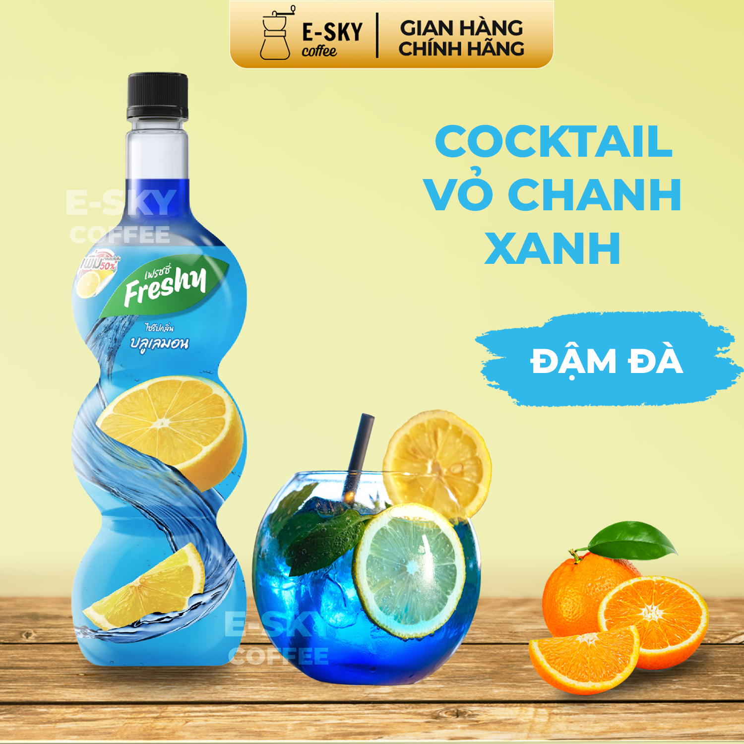 Siro Vỏ Chanh Xanh Freshy Blue Curacao Syrup Nguyên Liệu Pha Chế Trà Sữa Chai 710ml