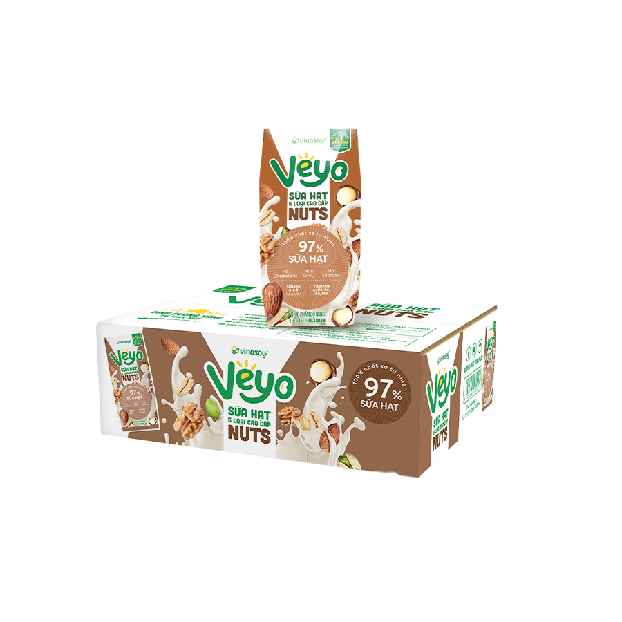 Thùng Veyo Sữa hạt 5 loại cao cấp (30 hộp x 180ml)